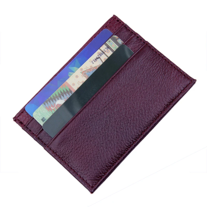 

Ultra-thin Cards Holders Unisex Men Women Portable Simple Pure Cow Leather Mini Bank Credit Card Holder