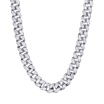 

Hip Hop 20MM Full Heavy Iced Out Paved Rhinestone Miami Curb Cuban Chain CZ Bling Rapper Necklace For Men Jewelry