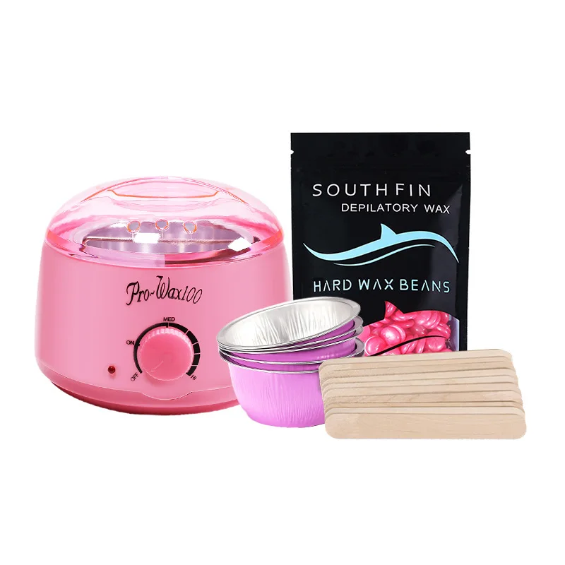 Depilatory Wax Beans+Electric Melting Wax Machine+Wiping Sticks+Foil Bowl Paper-Free Hair Removal New Birthday Gift Box