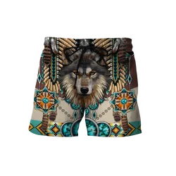 Wolf Native Indian 3D Printed Mens Shorts Unisex Streetwear Shorts Summer Beach Harajuku Casual Shorts DKD-05 Drop shipping