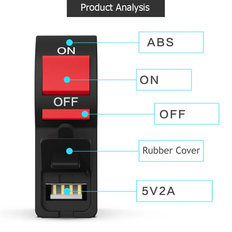 Универсальные переключатели на руль мотоцикла 7/" 22 мм, водонепроницаемые кнопки включения и выключения мотоцикла с зарядным устройством USB