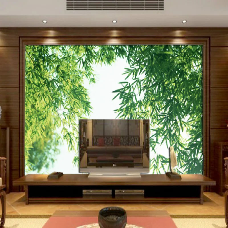 

Drop Shipping Custom Photo Wallpaper 3D Large Mural Wallpaper Green Leaves TV Background Wallpaper Bedroom Sofa Bamboo Wallpaper