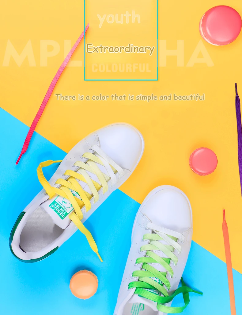 Mode Gradient Schnürsenkel für Turnschuhe Laces casual Männer und Frauen Schnürsenkel Erwachsene & Kinder Unisex weiß af1 Schuhe Spitze für Schuhe – Detail 1