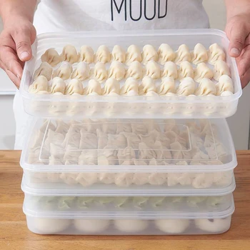 

Household Food Grade Refrigerator Storage Box Large-capacity Quick-frozen Dumpling Box With Lid Multi-layer Trays Useful