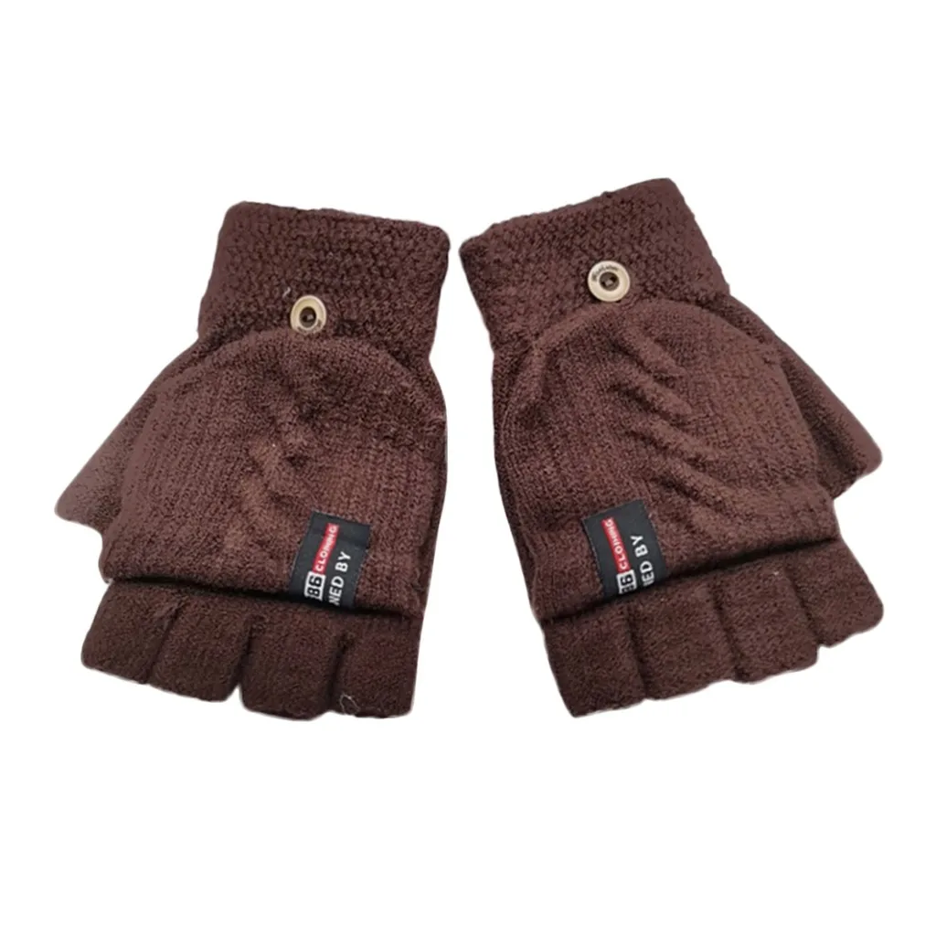 Winter Warm baby gloves Fashion solid Knitted Convertible Flip Top Fingerless outdoor Mittens Gloves children half finger gloves