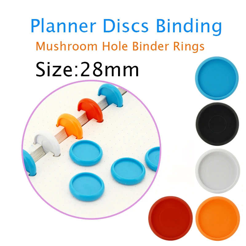 цена 100pcs 28mm Mushroom Binding Discs Discbound Planner Rings Binding Mushroom Binder Rings Notebook Binder Discs Office Supplies