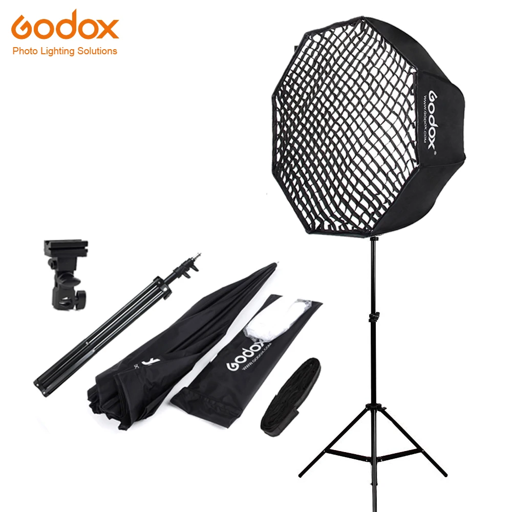  Godox 80cm octagon honeycomb Grid umbrella softbox Light stand umbrella bracket kit for Strobe Stud