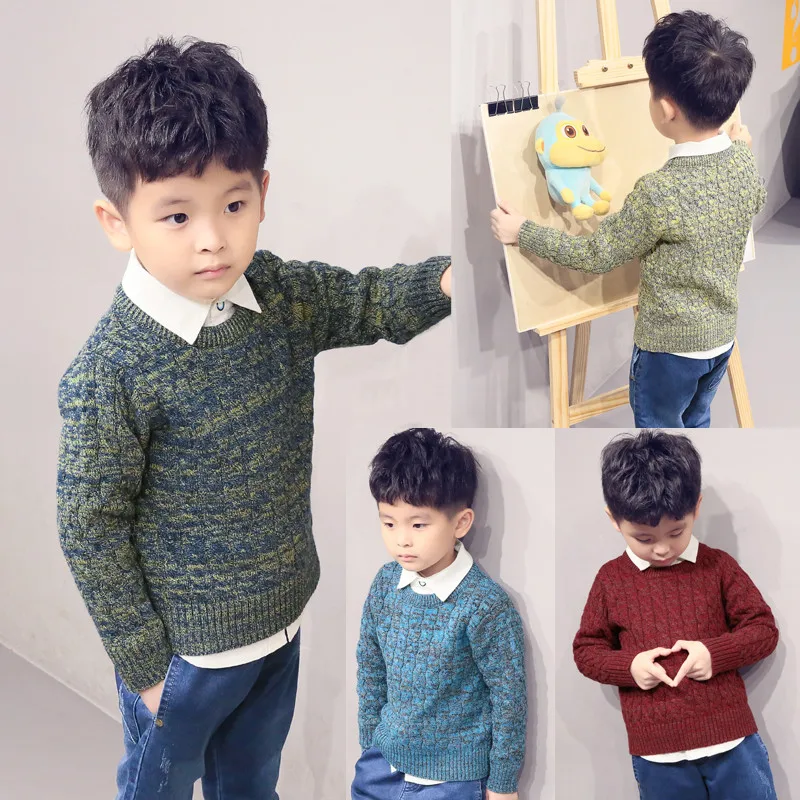 INS/популярные свитера для мальчиков вязаные свитера для мальчиков возрастом от 3 до 9 лет осенне-зимний детский свитер в Корейском стиле, свитера с круглым вырезом
