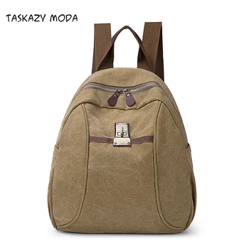 

New Canvas Vintage Women Backpacks Fashion Simple Laptop Bag Outdoor High Capacity Solid Color Travel Backpack Student Schoolbag