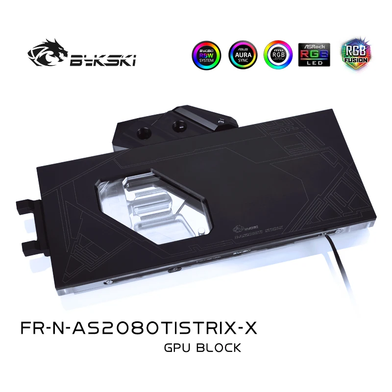Водоблок Bykski для ASUS ROG STRIX-RTX2080TI-O11G-GAMING/медный блок с полным покрытием/RGB светильник