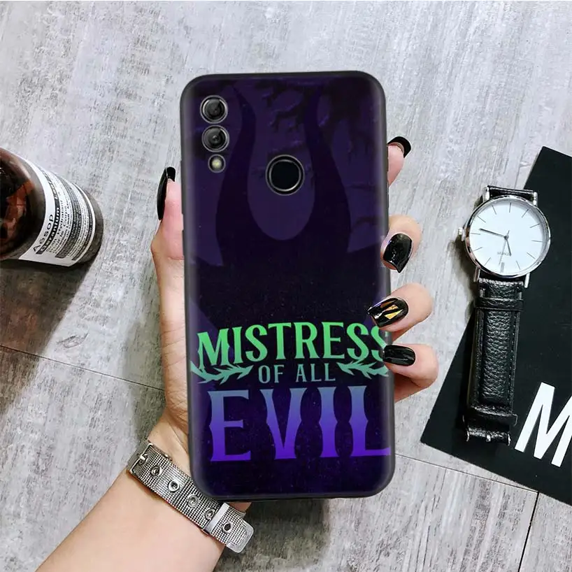 Малефисента госпожа зло черная крышка чехол для телефона для huawei Y9 Y5 Y6 Y7 Honor 10 9 Lite 9X8X8 S 8A фотоаппаратов моментальной печати 7S 7A 10i 20i V20 Кок