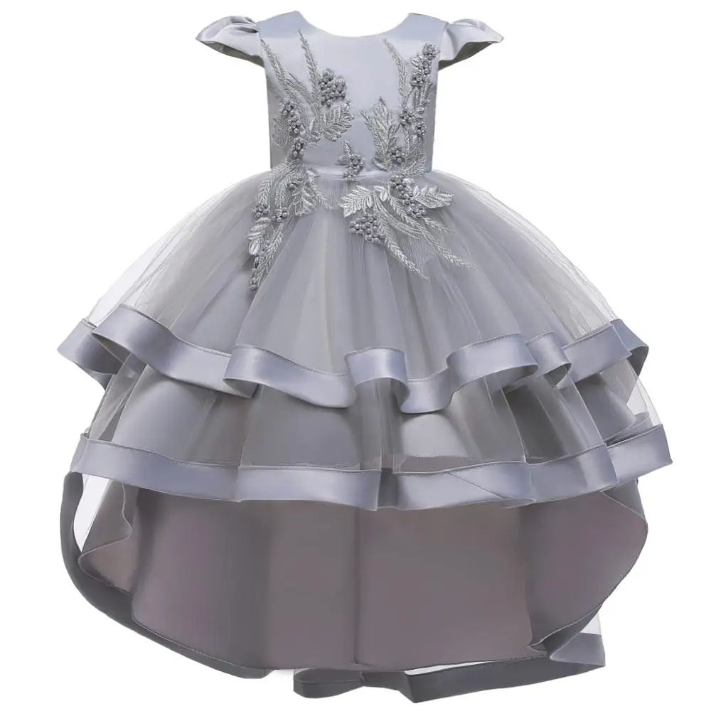 Dress picture color Зимнее платье для девочек, Новое Детское платье принцессы свадебное платье со шлейфом для девочек вечернее Платье милое платье с вышивкой - Цвет: Dress picture color