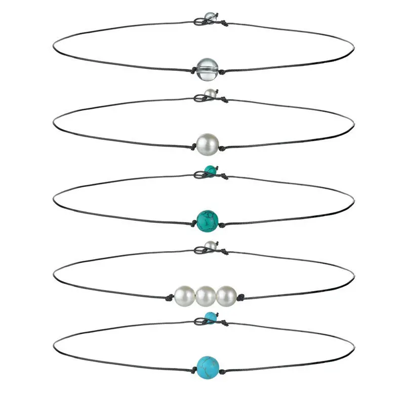 

Imitation Pearl Necklace for Women Short Chain Pendant Necklace Gift Bohemian Choker Necklace