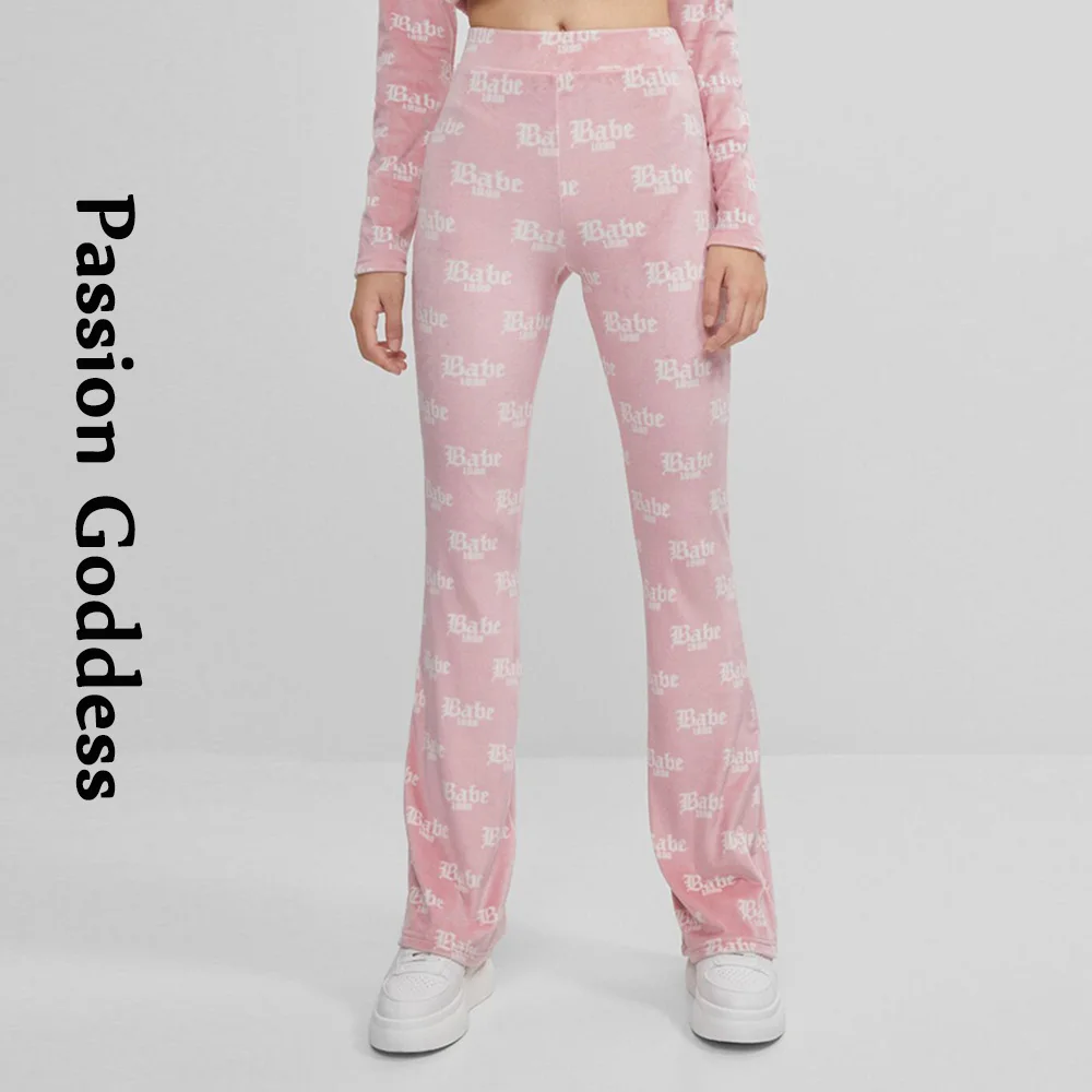 Cute Women 2 Piece Velvet set Loungewear tute Babe Letter giacche con  cerniera stampate pantaloni svasati a vita alta abiti a due pezzi -  AliExpress Women's Clothing