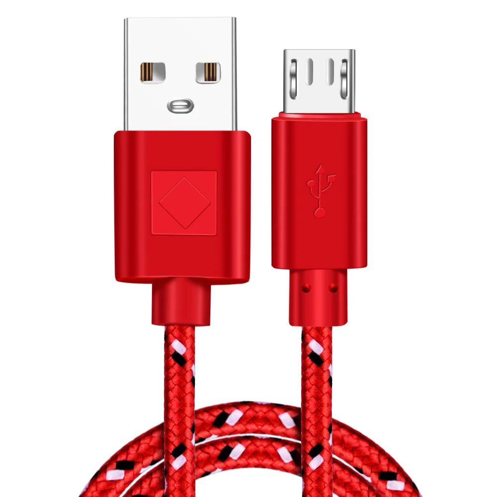 Micro USB кабель 1 м 2 м 3 м нейлон Быстрая зарядка USB кабель для передачи данных для samsung S7 Xiaomi LG планшет Android мобильный телефон usb зарядный шнур - Цвет: Red