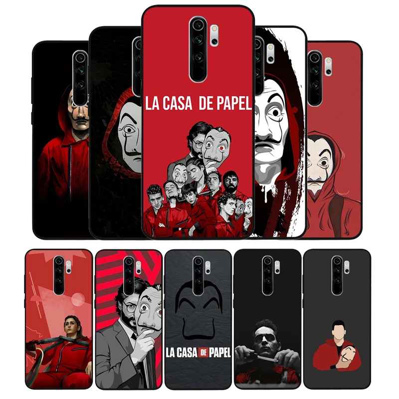 The Paper House Money Heist black Silicone Phone Case For Redmi note 9 8 7 Pro S 8T 7A Cover xiaomi leather case cover