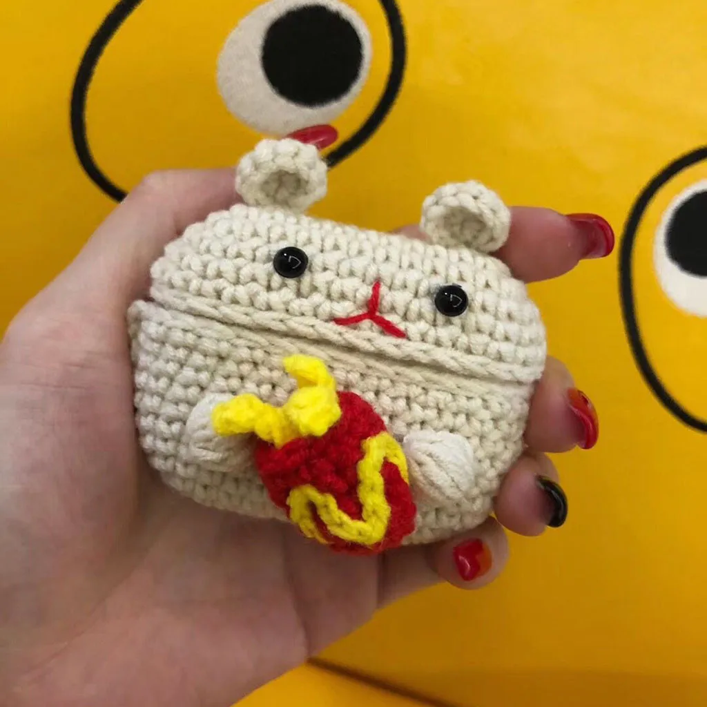 For AirPods Pro 2019 Case Knitted Lovely plush Anti-lost Protective Skin Cover For Air-Pods 3 Airpods Accessories 2019 1104#C