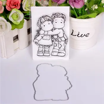 

New girl boy cartoon pattern Stamp And metal die Scrapbooking Alphabet Stamp Embossing Craft making Silicone Transparent Stamps