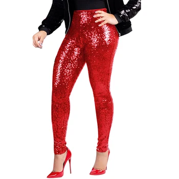 

2020 New Women's Sequined Trousers Sexy European and American Sequins Have Lining Slim Trousers Nightclub Pants