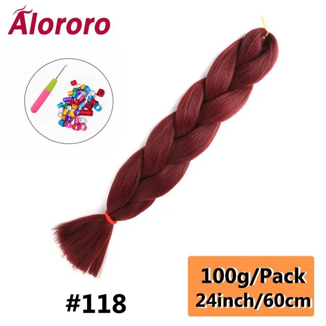 Alororo Synthetic Kanekalon Hair 24 Inch Ombre Extensions Hair for Braids Afro Blue Pink Purple Crochet Braiding Hair Wholesale 24inches-118