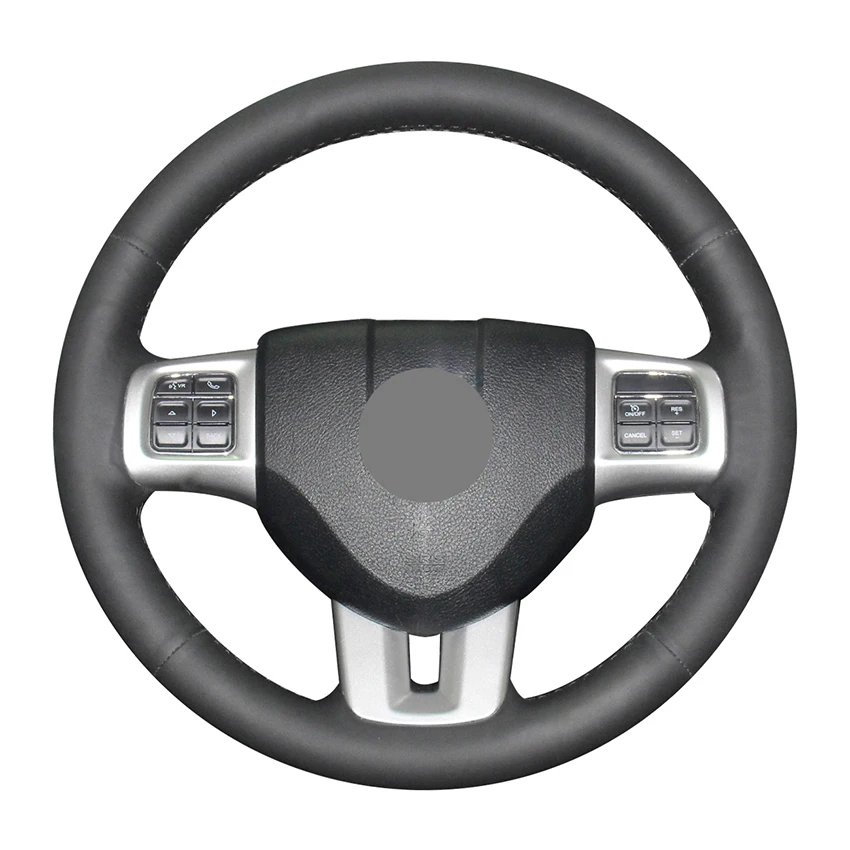 Hand Sew Black Genuine Leather Comfortable Breathable Car Steering Wheel Cover for Dodge Grand Caravan Journey Avenger Durango | Автомобили