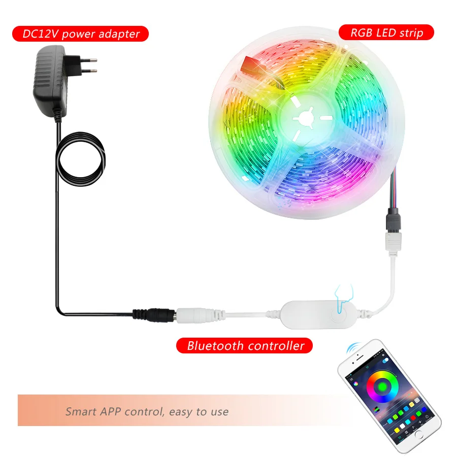 Smart Bluetooth LED Strip Light Work with Alexa Google Assistant Voice Control RGB 5050 Lights Strip 12V LED Christmas lights (6)