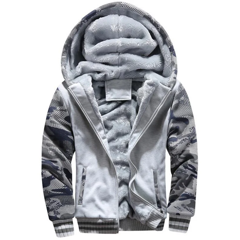 D52 light grey Камуфляжная парка, мужская куртка с капюшоном, худи с принтом, мужские камуфляжные пальто, спортивная одежда, бархатные толстовки на молнии, мужские толстовки, 5XL худи - Цвет: D52 light grey