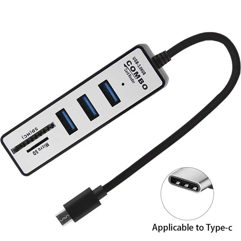 USB-C концентратор type C к USB 3,0 адаптер SD/Micro SD/TF кард-ридер умная память Многофункциональный USB кард-ридер