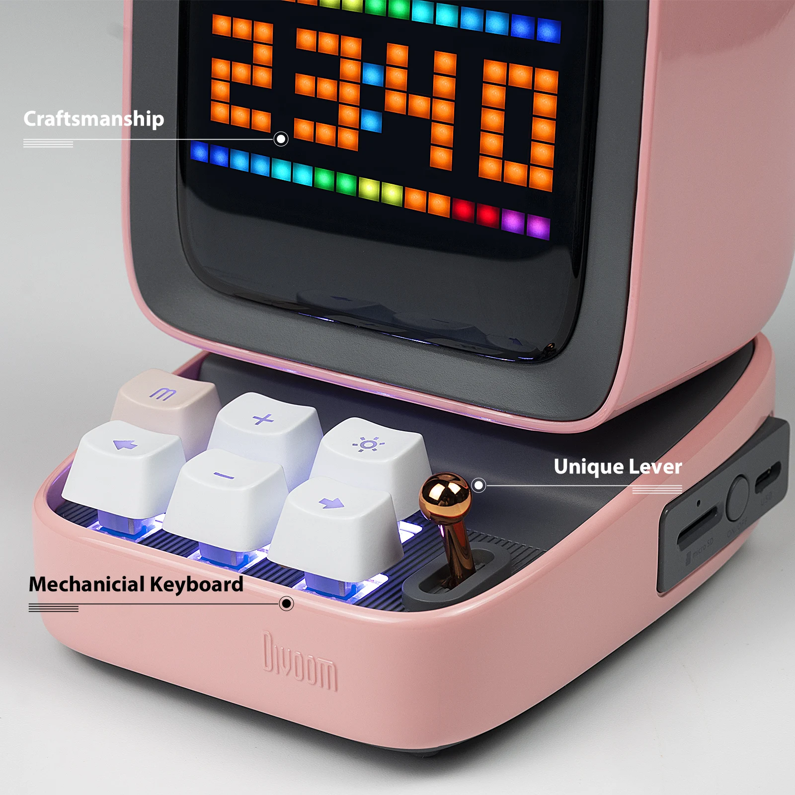 US $77.91 Divoom Ditoo-Plus Retro Pixel Art Bluetooth Portable Speaker Alarm Clock DIY LED Display Board, Cute Gift Home Light Decoration