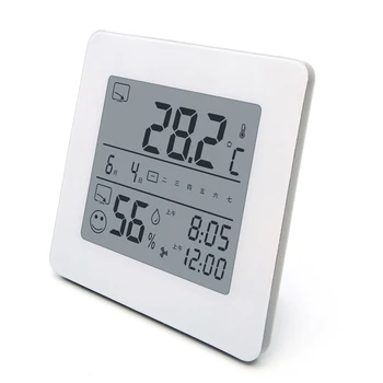

Electronic Digital LCD Display Environment Temperature Humidity Meter Smart Clock Large Screen With Time Alarm Calendar Function