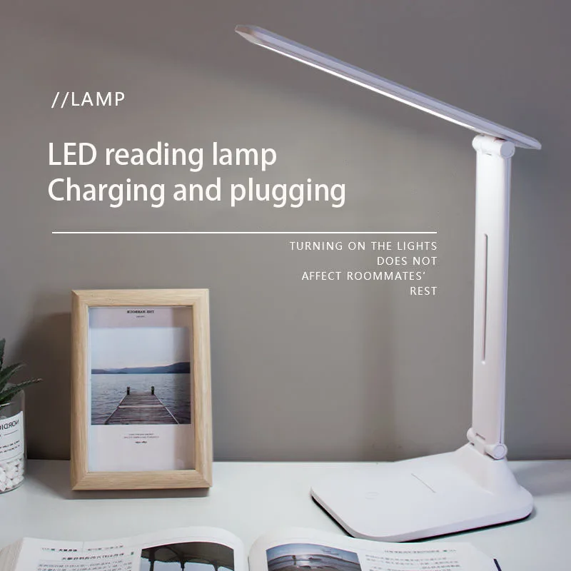 

LED Desk Lamp Eye Protection Dormitory Charging Plug-in Dual-Purpose Led Learning Typhoon Bedroom Lamp