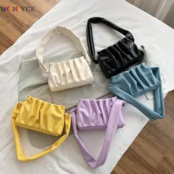 

Fashion Pleated Women Handbag Soft PU Elegant Square Underarm Shoulder Bags Female Casual Travel Totes Purse