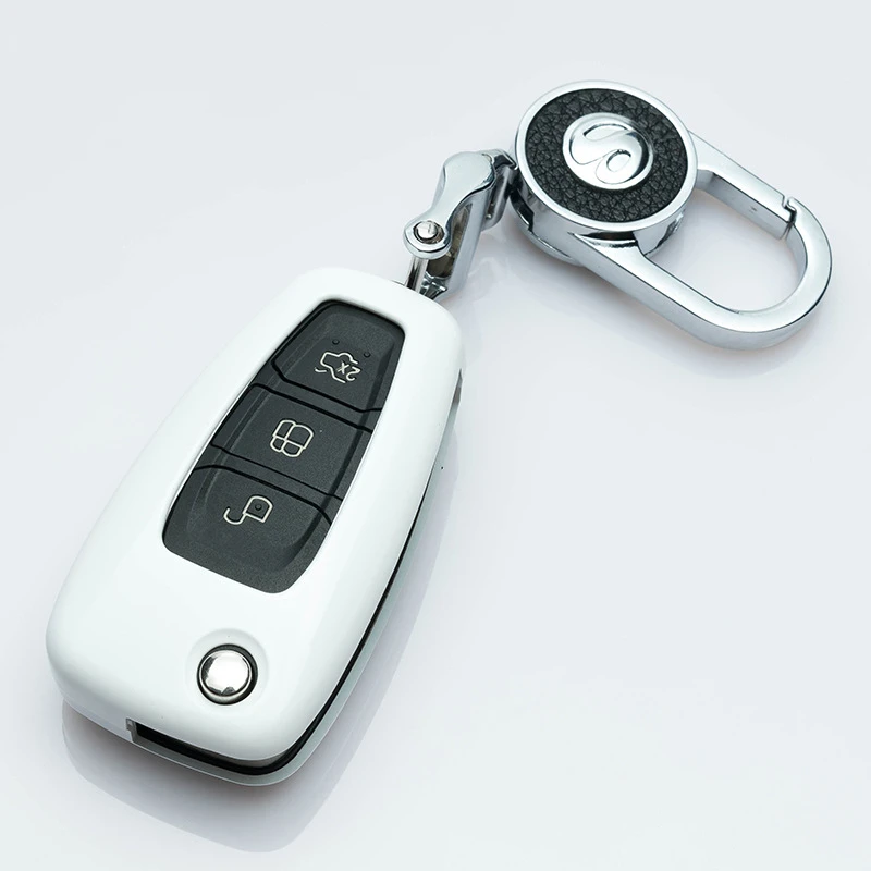 E-silver Чехол для автомобильного ключа для Ford Ranger C-Max S-Max Focus Galaxy Mondeo Transit Tourneo, заказной чехол для ключей, автомобильные аксессуары, автомобильный держатель - Название цвета: E-silver