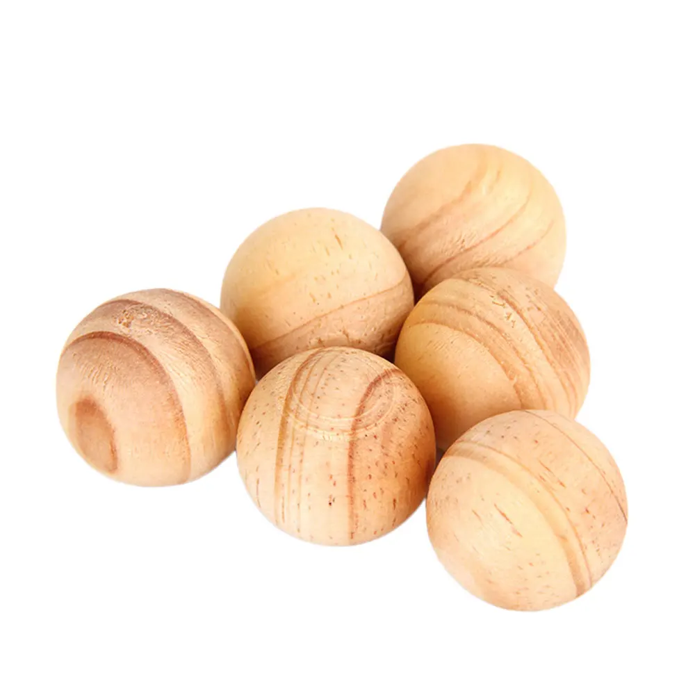 

5 Pcs Natural Round Camphor Protection Wooden Color Anti Moth Balls