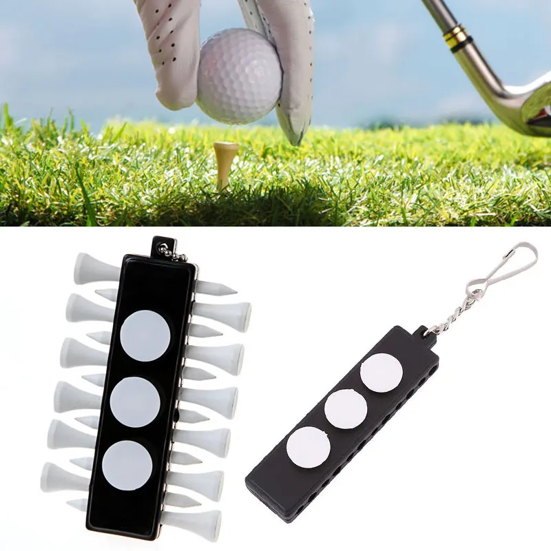 Golf Tee Holder Carrier Clips 12 Tees With 3 Ball Markers With Keychain