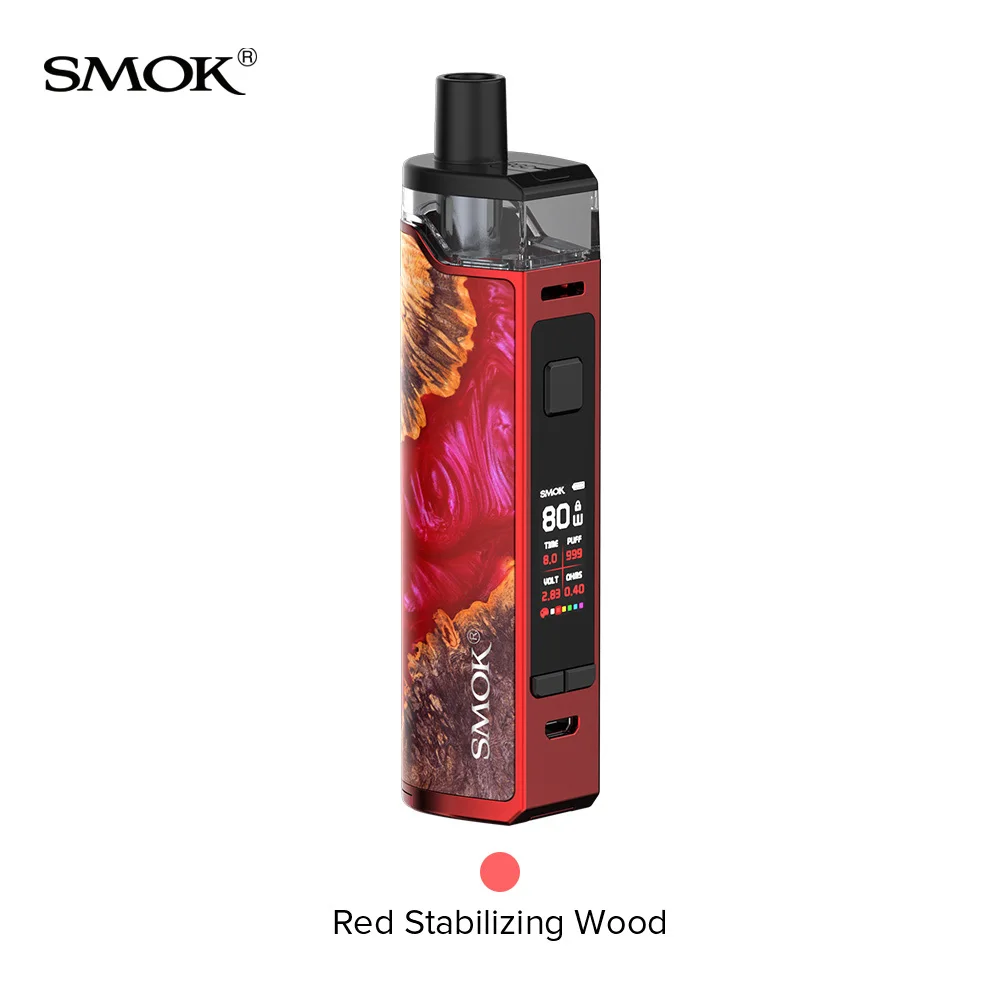 Red Stabilizing Wood SMOK RPM80 Pro Pod Комплект питание с 5 мл стручки от одной батареи 18650 RPM80 RGC Pod электронная сигарета испаритель VS RPM80 RPM40 - Цвет: Red Stabilizing Wood