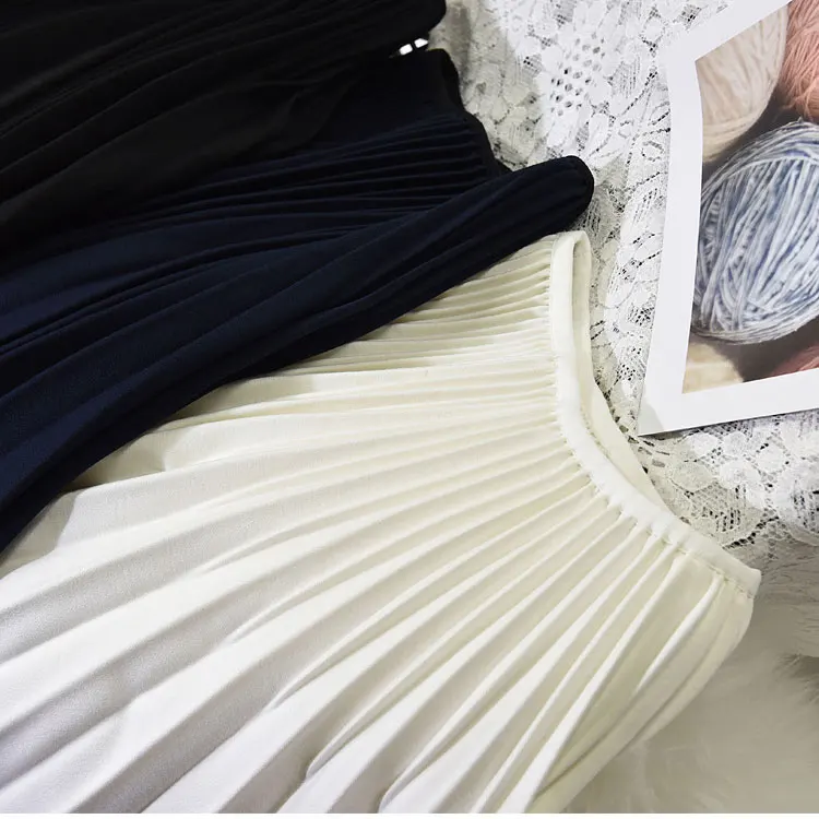 Высококачественная Женская Осенняя юбка с высокой талией, элегантная женская белая плиссированная юбка миди, Saias Femme, трапециевидная плиссированная юбка, верхняя одежда