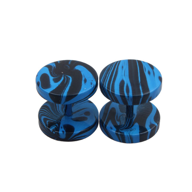 Plugs Faux Gauges Earrings for Men Women Stainless Steel Studs Circle Flat Back Cheater Tunnels Dumbbell Punk Ear Piercing