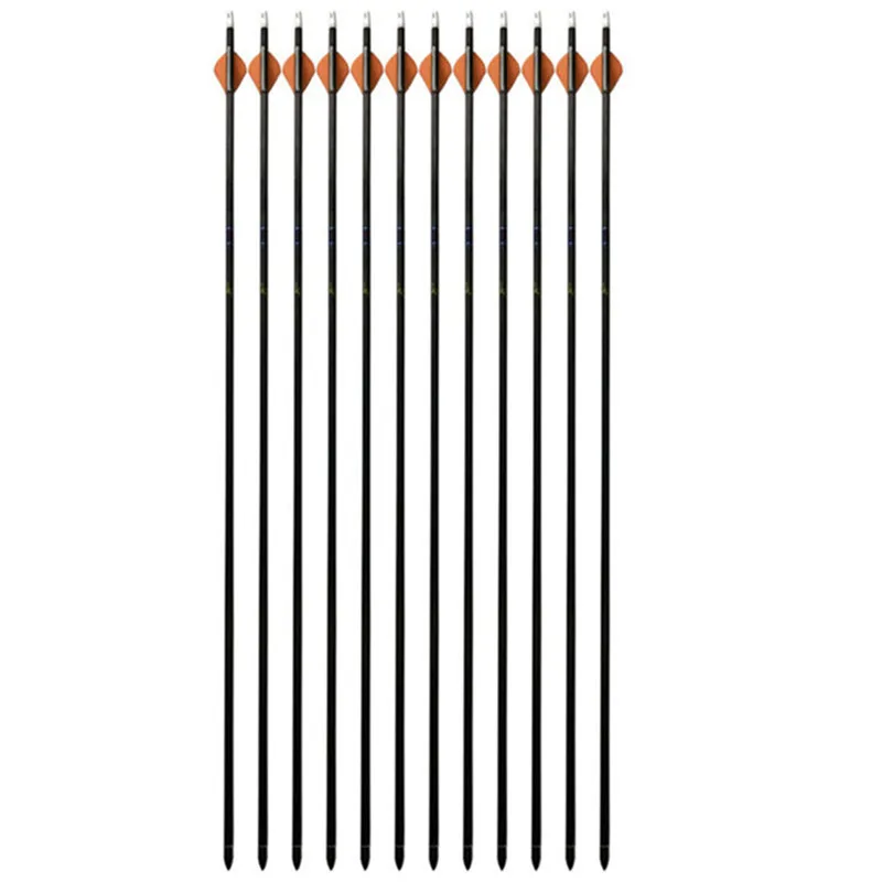 12pcs Archery Spine 400 Shooting Arrows Pure Carbon Iron Bolts Arrows Suitable For Composite Bow Longbow Hunting Accessories