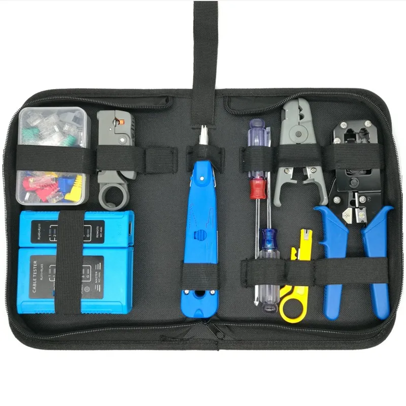 HIGH QUALITY RJ45 RJ11 CAT5e CAT6 Portable LAN Network Repair Tool Kit Utp Cable Tester AND Plier Crimp Crimper Plug Clamp PC imbaprice network cable tester