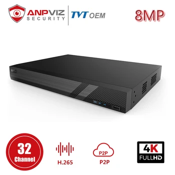 شراء Anpviz 4K 32CH TVT OEM NVR 8MP POE شبكة مسجل فيديو في الوقت الحقيقي تسجيل H.265 25FPS P2P عرض Onvif