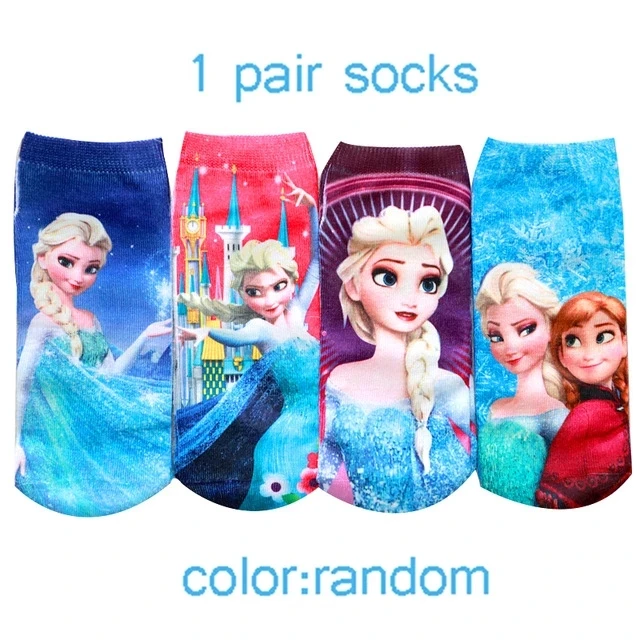 1 par congelados calcetas cortas con diseños de dibujos animados para los niños Color al azar Elsa Spiderman Mickey Minnie Woody bote calcetines para niños niñas de 3 a 9 años