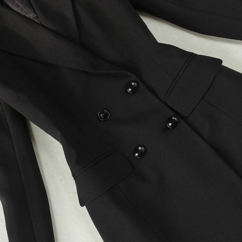 Women's business suit two-piece suit Temperament Slim long section of black suit coat female Loose wide leg pants suit 2019 new