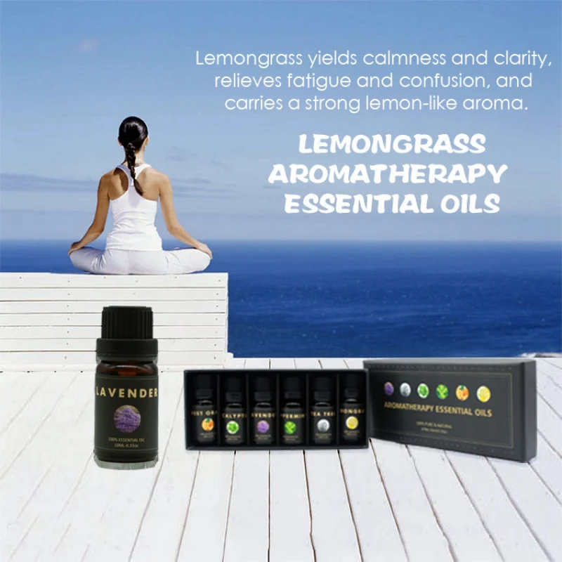 6 шт./компл. Чай дерево мята лимонного цвета лаванды для эфирного масла, эфирное масло для массажа, S1