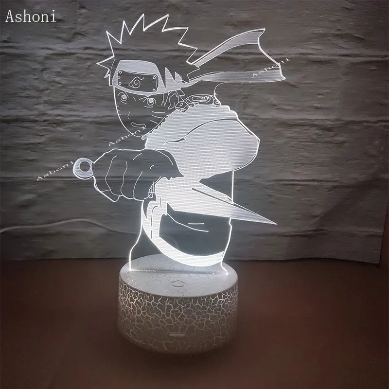 Аниме Рисунок Uzumaki Naruto с кинжал 3D светодиодный ночной Светильник RGB 7 цветов Настольная лампа Декор для дома подарок на день рождения для детей