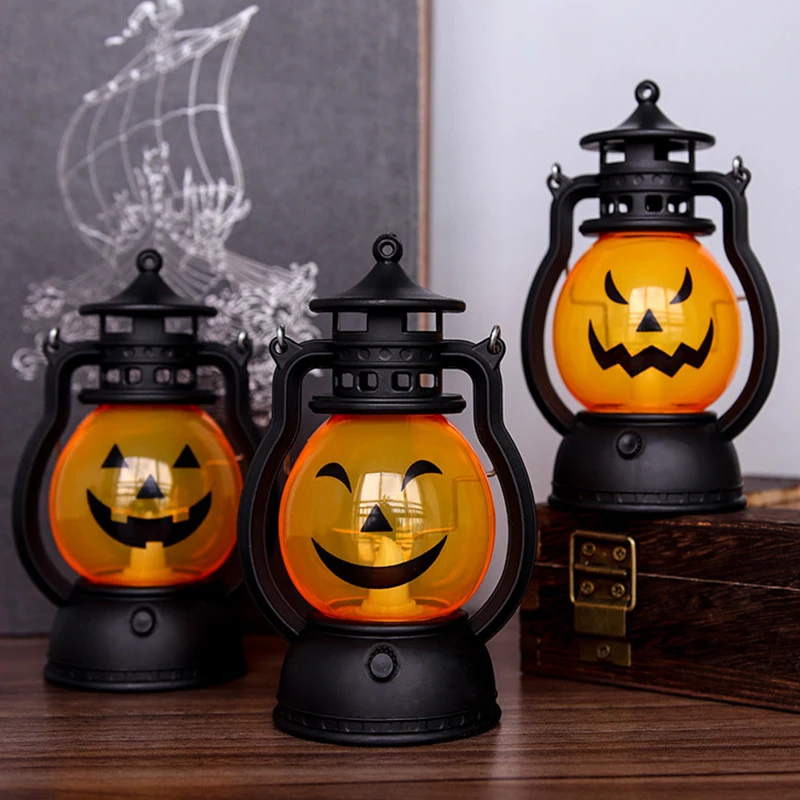LED Night Light Pumpkin Skull Pony Lantern Halloween Decor DIY Hanging Scary Creative Kids Toy Holiday Bar Party Oil Lamp Prop | Дом и сад