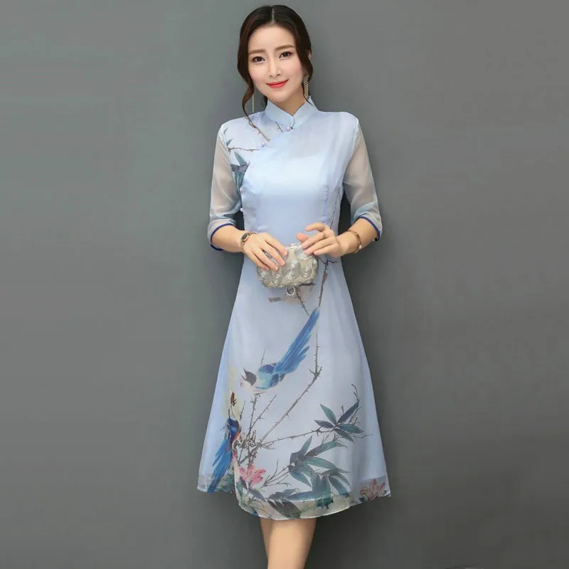 Китайское платье Ципао в восточном стиле элегантное женское модифицированное современное платье Ципао китайское традиционное платье