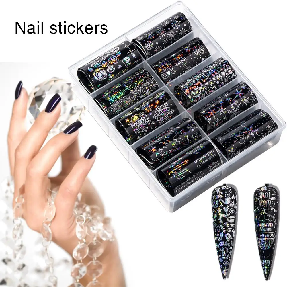 

Nail Sticker Halloween Christmas 3D Glitter Snowflake Nail Art Snowflakes Snowmen Santa Decoration Nails Accessories