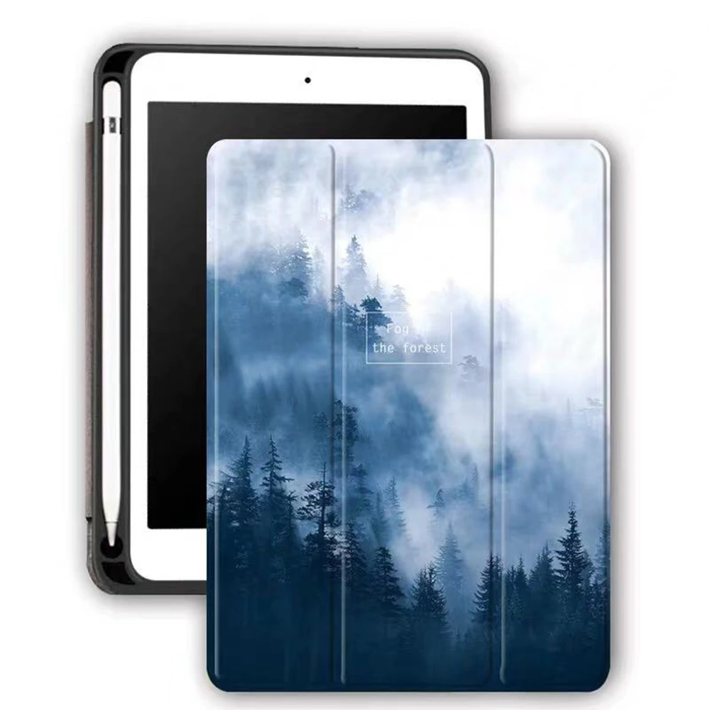 IPad iPad чехол 5 Чехол 9,7 Мягкая силиконовая задняя крышка, слот для ручки из искусственной кожи смарт-чехол для iPad чехол 6-го поколения - Цвет: Blue
