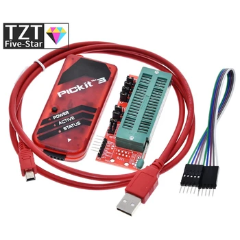 

TZT PICKIT3 PIC KIT3 PICKIT 3 Programmer Offline Programming PIC Microcontroller Chip Monopoly+PIC Programmer adapter seat